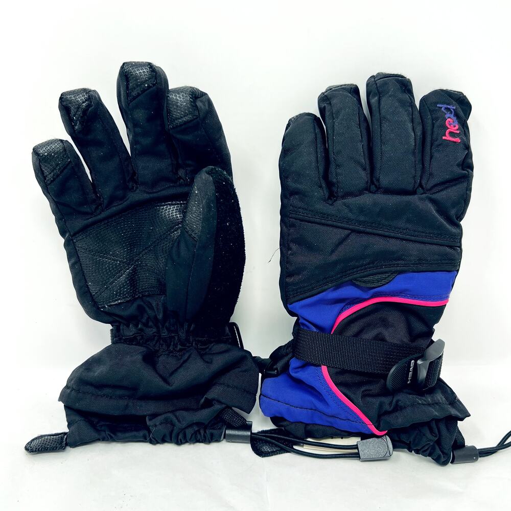 Head Ski Gloves Girls XL Black Purple Wrist Strap Snow Boarding, Winter Sport